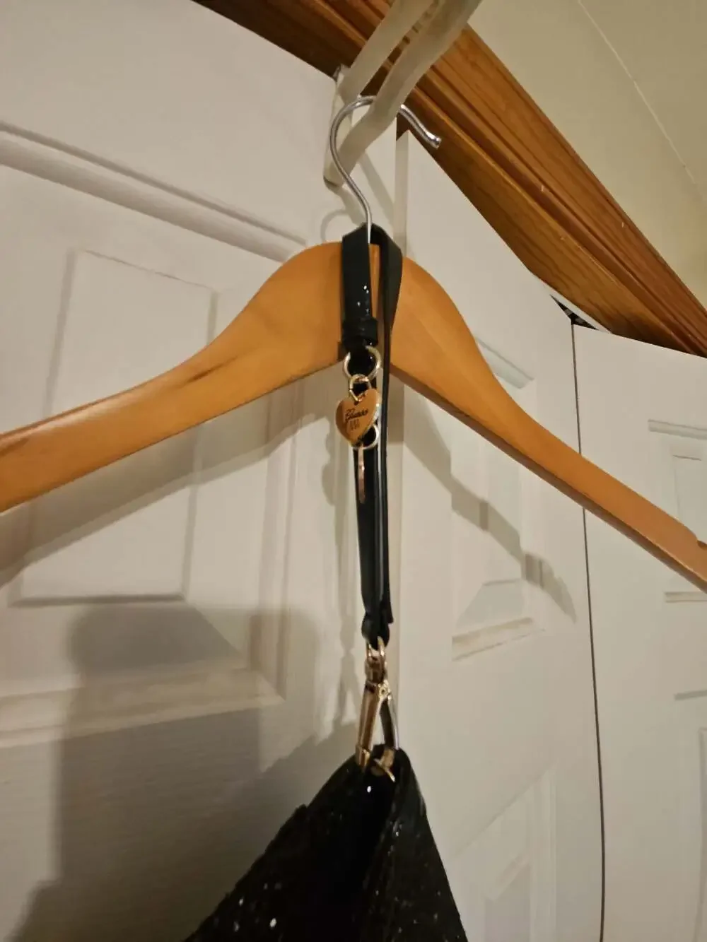 Guess Black Glitter Envelope Clutch Bag with Heart Charm